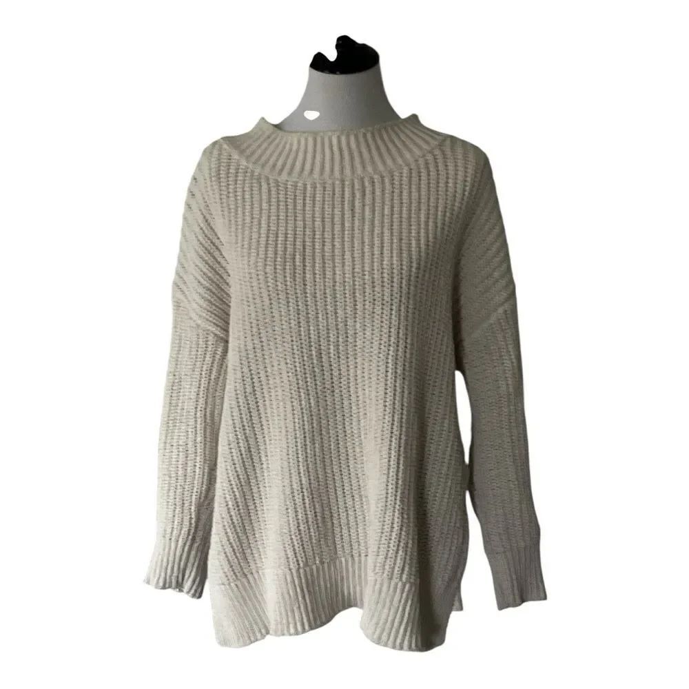 Aerie Cream Oversized Cowl Neck Sweater size M